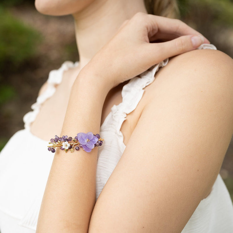 14K Yellow Gold Heart-Shape Multi Gemstone Charm Bracelet | Pink/Blue -  Ruby Lane