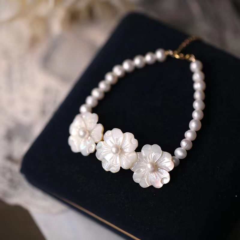 magnolia flower pearl braceletearrings